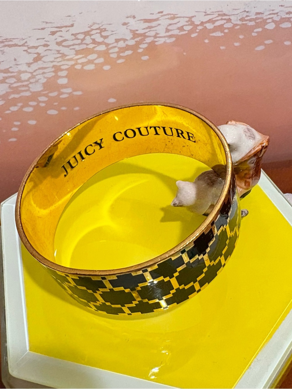 Vintage Juicy Couture Gold and Black Geometric Bangle Bracelet